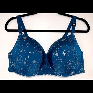 NEW Torrid 360° Back Smoothing Push-Up T-Shirt Bra 42D in Teal/ Silver Stars